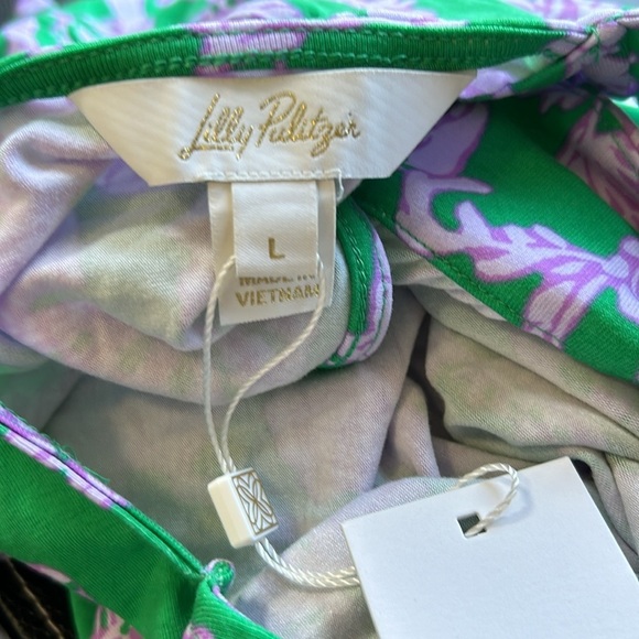LILLY PULITZER Wyota Skirted Romper Brazilian Green Salty Sandbar Sz L NEW - Picture 12 of 16